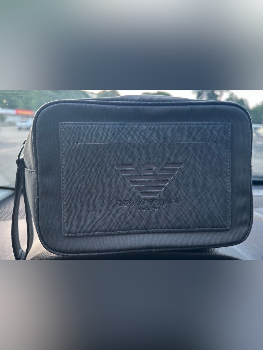 Emporio Armani Navy Embossed Logo Toiletry Bag